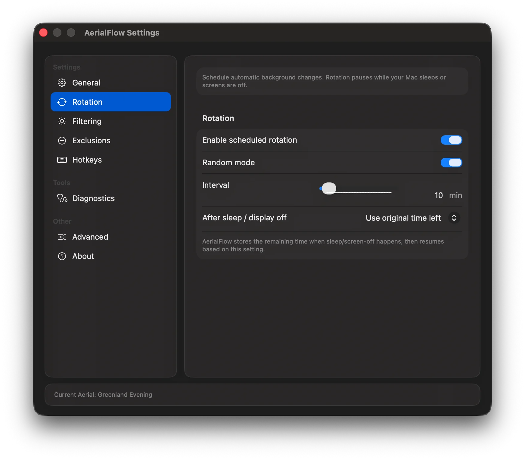 AerialFlow screenshot: Rotation